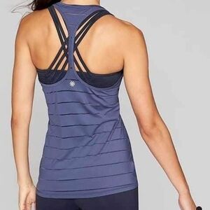 Athleta Blue Striped Tank Top